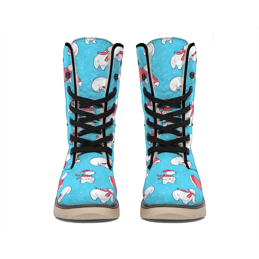 Xmas Polar Bear Pattern Print Winter Boots