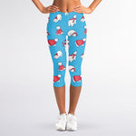 Xmas Polar Bear Pattern Print Women's Capri Leggings