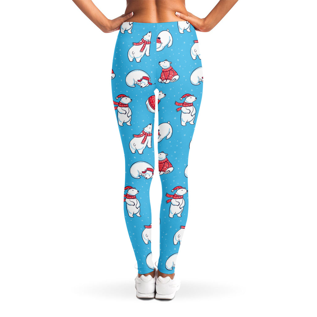 Xmas Polar Bear Pattern Print Women's Leggings