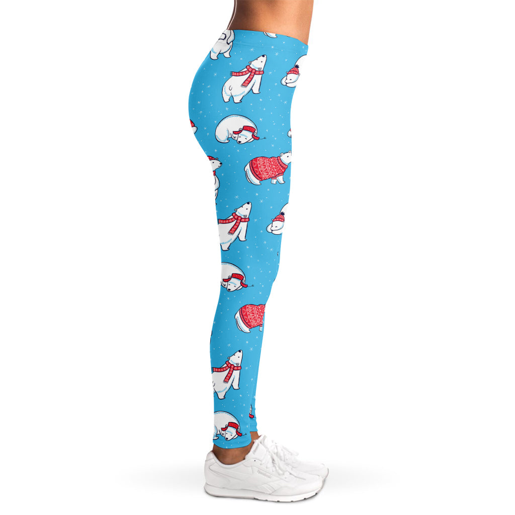 Xmas Polar Bear Pattern Print Women's Leggings