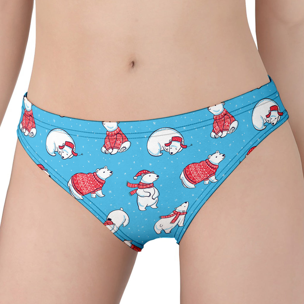 Xmas Polar Bear Pattern Print Women's Panties