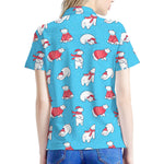 Xmas Polar Bear Pattern Print Women's Polo Shirt