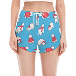 Xmas Polar Bear Pattern Print Women's Split Running Shorts