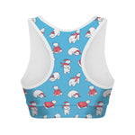 Xmas Polar Bear Pattern Print Women's Sports Bra