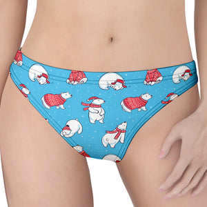 Xmas Polar Bear Pattern Print Women's Thong