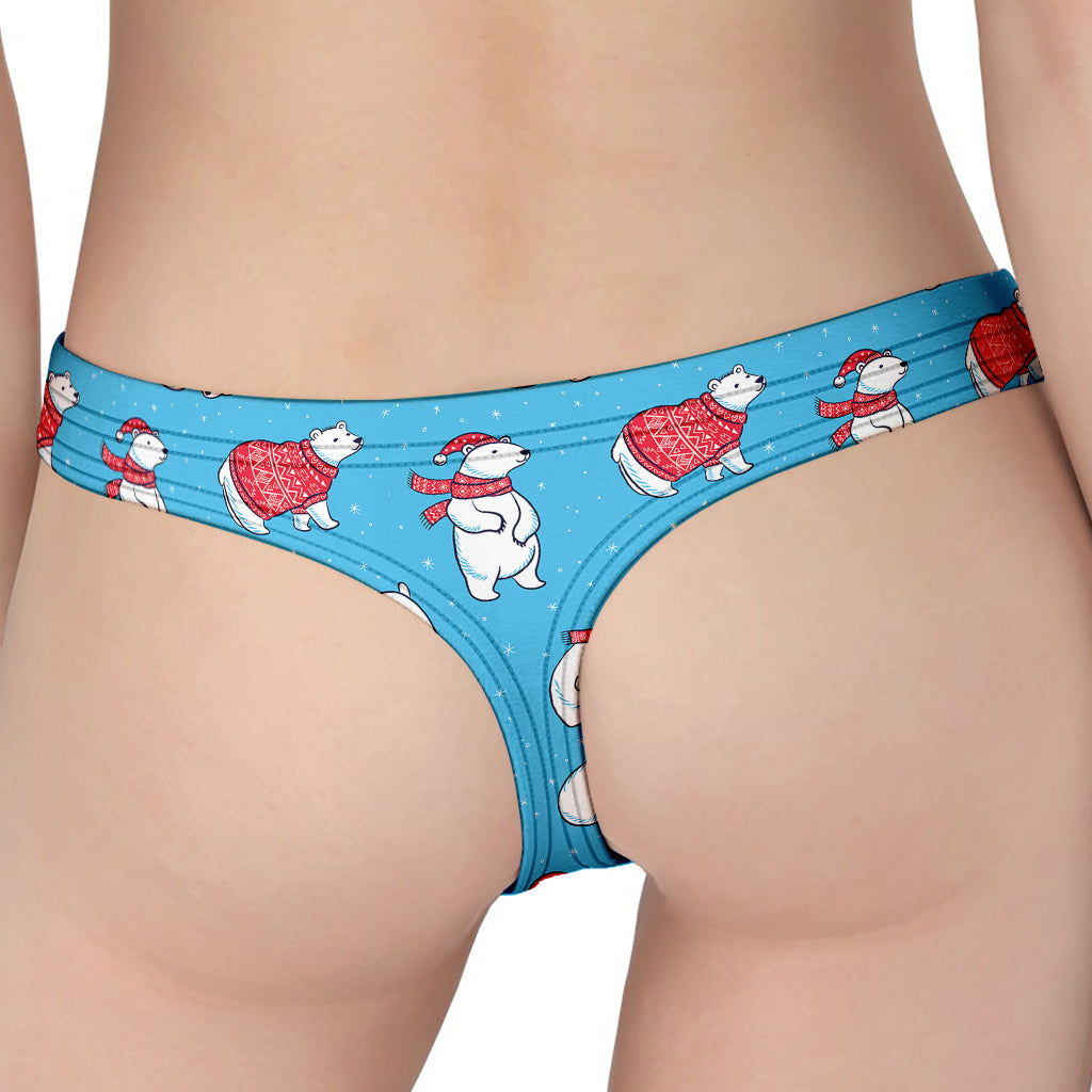 Xmas Polar Bear Pattern Print Women's Thong