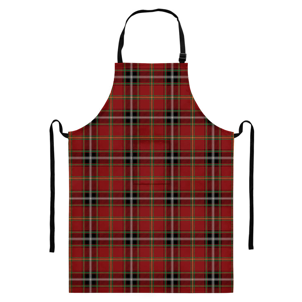 Xmas Scottish Tartan Pattern Print Bib Apron With Pocket