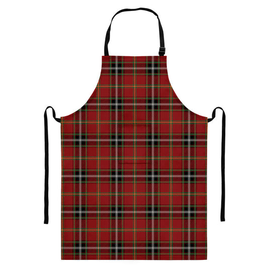 Xmas Scottish Tartan Pattern Print Bib Apron With Pocket