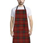 Xmas Scottish Tartan Pattern Print Bib Apron With Pocket