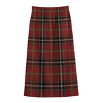 Xmas Scottish Tartan Pattern Print Cotton Front Slit Maxi Skirt