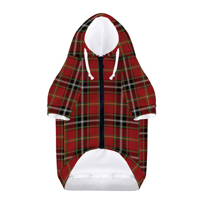 Xmas Scottish Tartan Pattern Print Dog Zip Up Hoodie