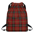 Xmas Scottish Tartan Pattern Print Drawstring Backpack