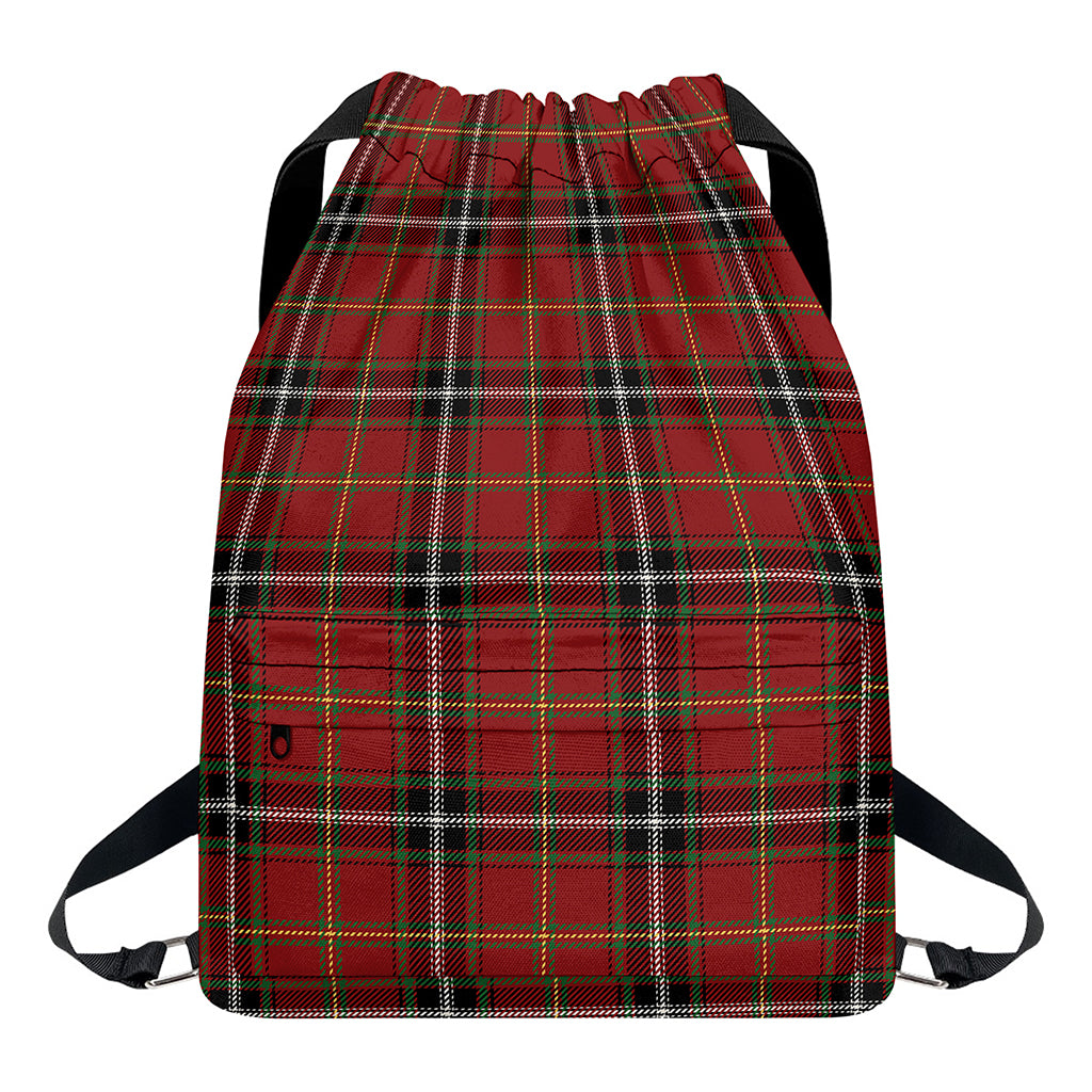 Xmas Scottish Tartan Pattern Print Drawstring Backpack