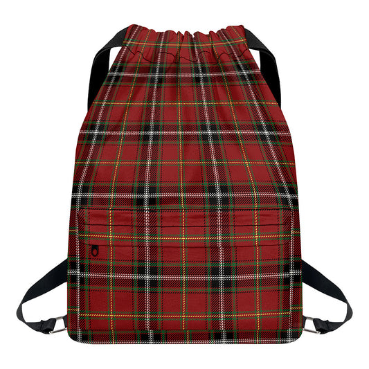 Xmas Scottish Tartan Pattern Print Drawstring Backpack
