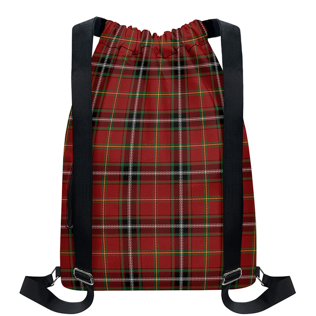 Xmas Scottish Tartan Pattern Print Drawstring Backpack