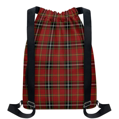 Xmas Scottish Tartan Pattern Print Drawstring Backpack