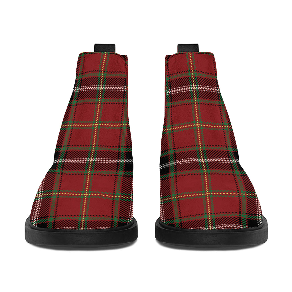 Xmas Scottish Tartan Pattern Print Flat Ankle Boots