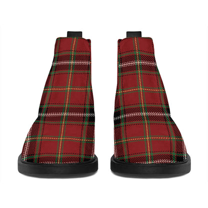 Xmas Scottish Tartan Pattern Print Flat Ankle Boots