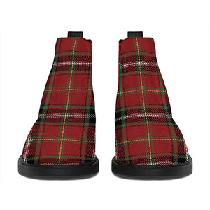 Xmas Scottish Tartan Pattern Print Flat Ankle Boots