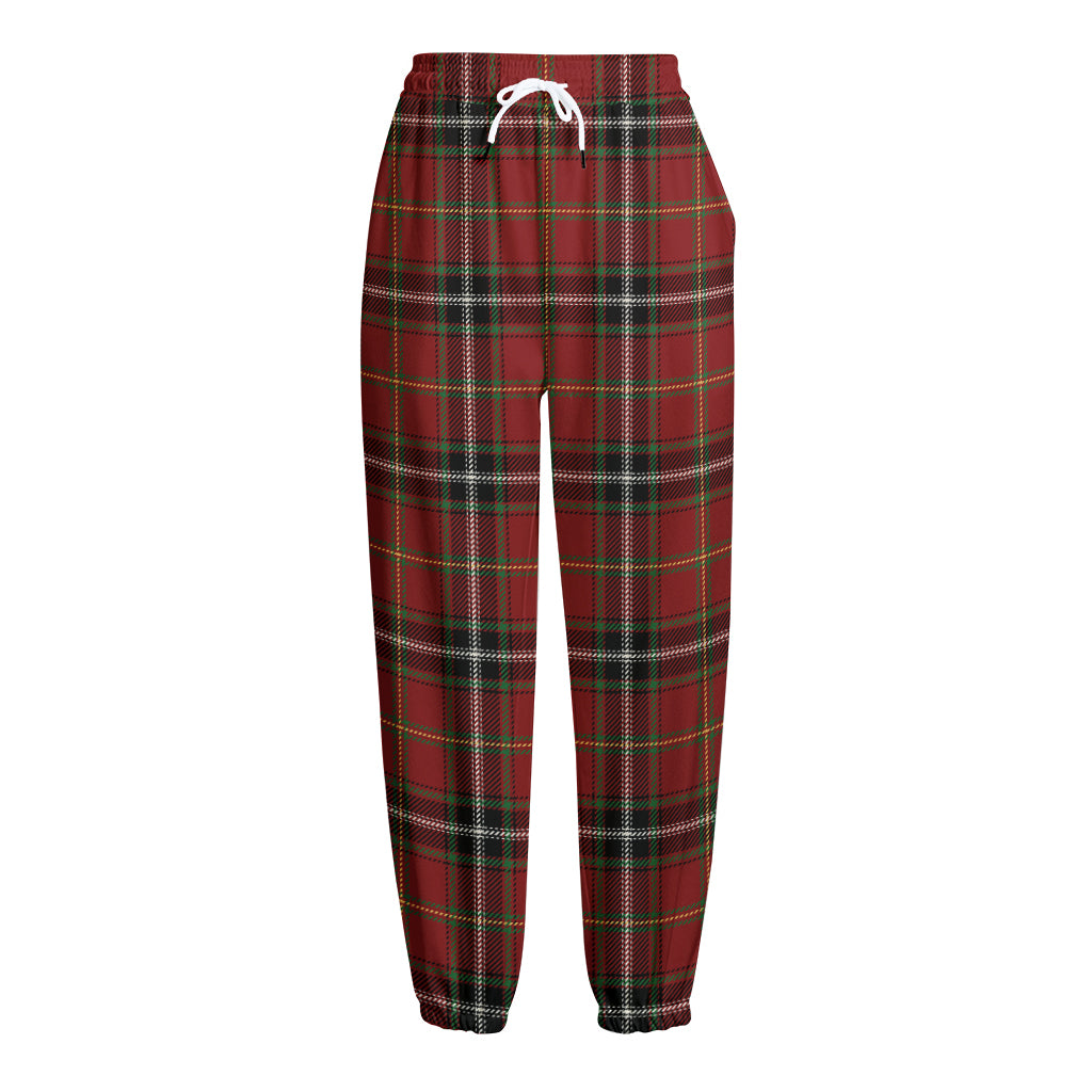 Xmas Scottish Tartan Pattern Print Fleece Lined Knit Pants