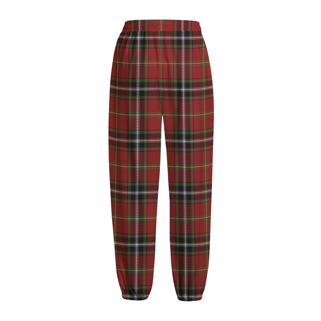 Xmas Scottish Tartan Pattern Print Fleece Lined Knit Pants