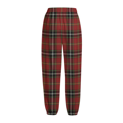 Xmas Scottish Tartan Pattern Print Fleece Lined Knit Pants