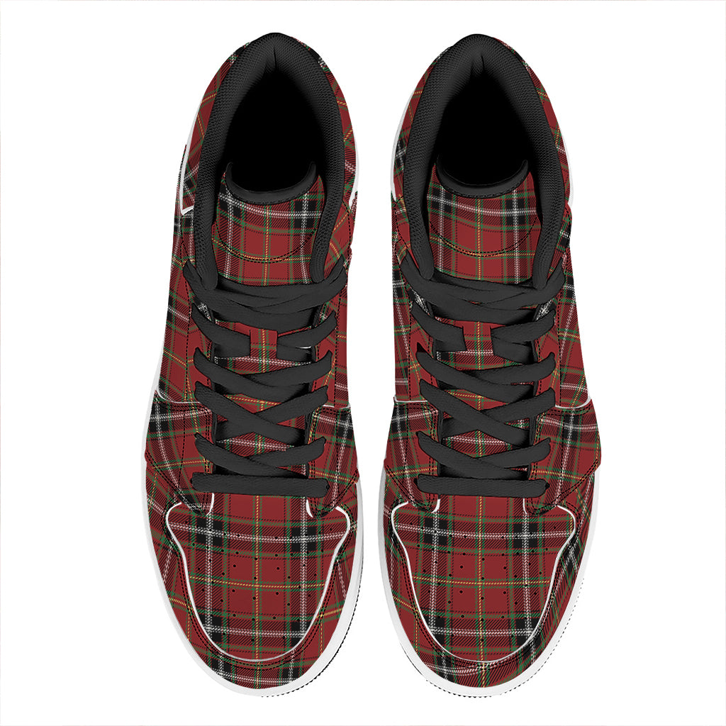Xmas Scottish Tartan Pattern Print High Top Leather Sneakers