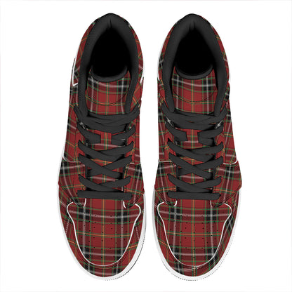 Xmas Scottish Tartan Pattern Print High Top Leather Sneakers