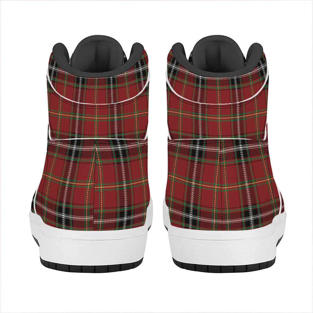 Xmas Scottish Tartan Pattern Print High Top Leather Sneakers