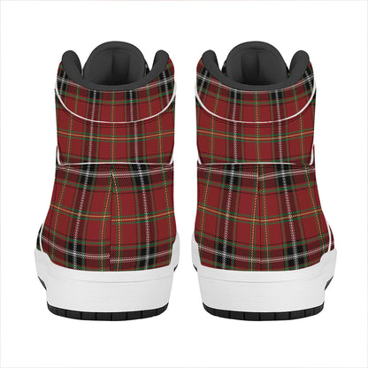 Xmas Scottish Tartan Pattern Print High Top Leather Sneakers