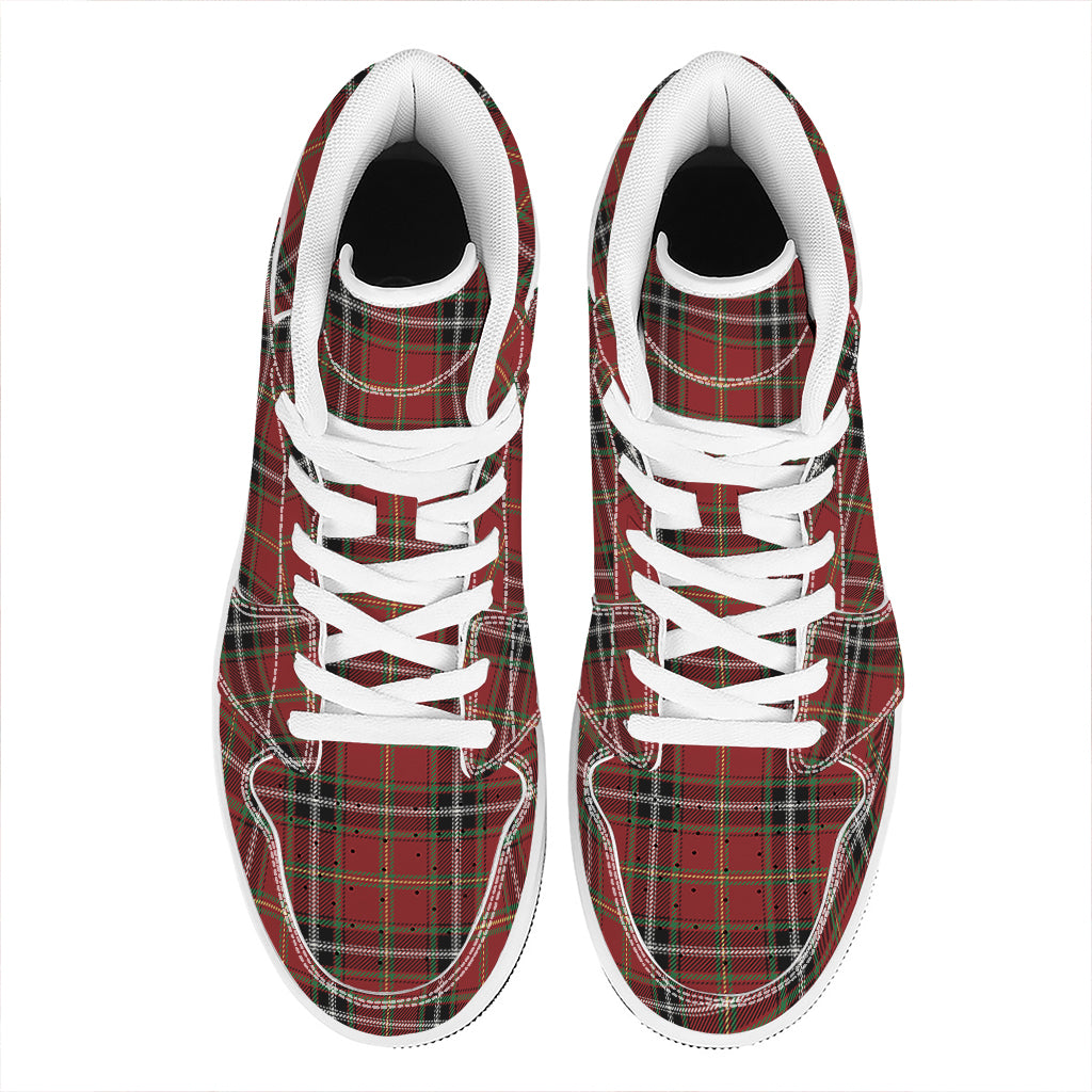 Xmas Scottish Tartan Pattern Print High Top Leather Sneakers