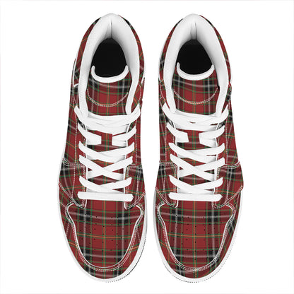 Xmas Scottish Tartan Pattern Print High Top Leather Sneakers