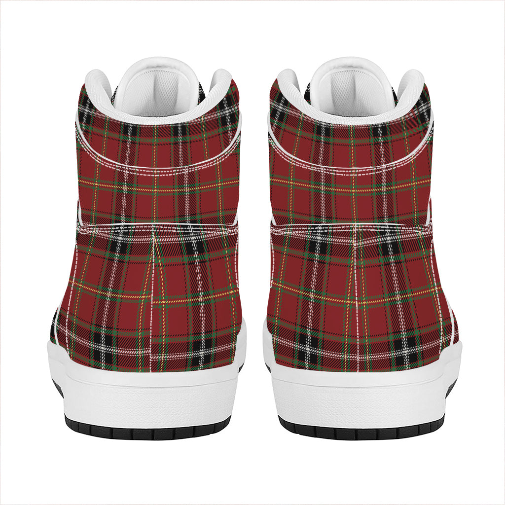Xmas Scottish Tartan Pattern Print High Top Leather Sneakers
