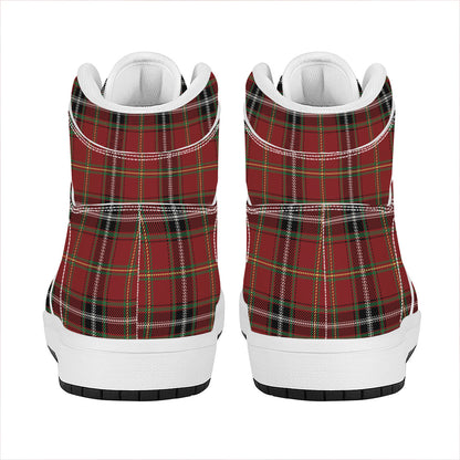 Xmas Scottish Tartan Pattern Print High Top Leather Sneakers