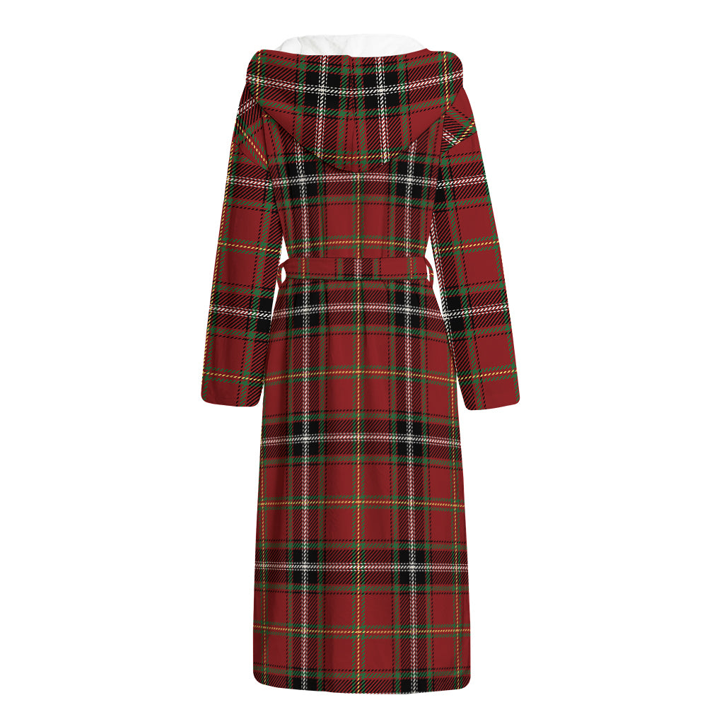 Xmas Scottish Tartan Pattern Print Hooded Bathrobe