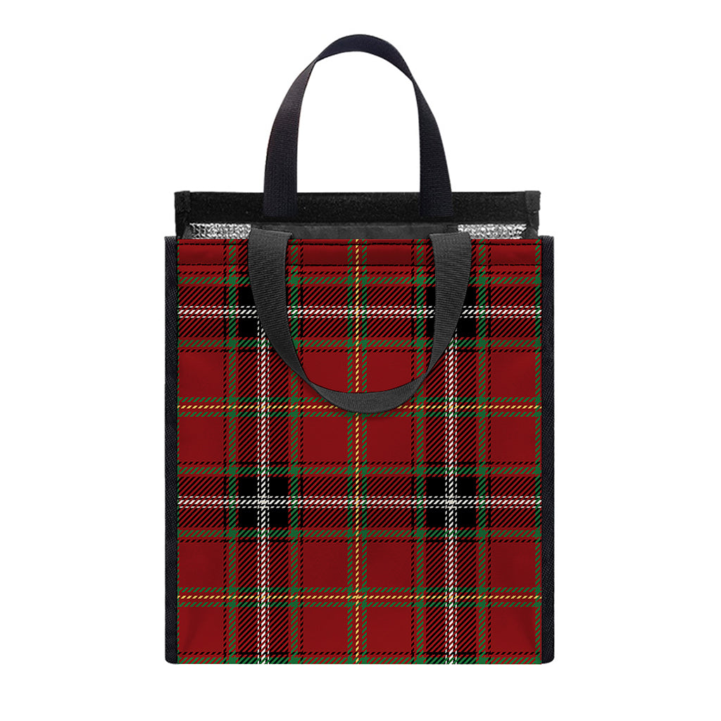 Xmas Scottish Tartan Pattern Print Insulated Lunch Tote