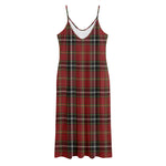 Xmas Scottish Tartan Pattern Print Jersey Midi Cami Dress