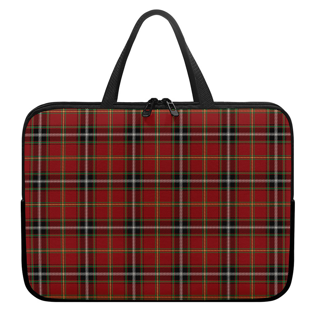 Xmas Scottish Tartan Pattern Print Laptop Sleeve With Handle
