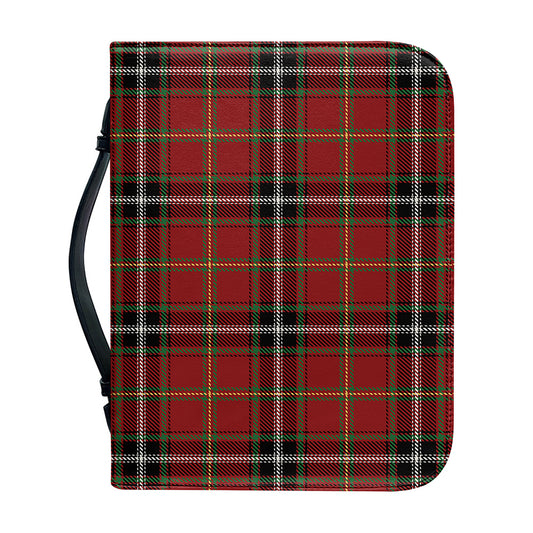 Xmas Scottish Tartan Pattern Print Leather Bible Cover