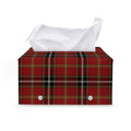 Xmas Scottish Tartan Pattern Print Leather Tissue Box Cover