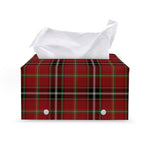 Xmas Scottish Tartan Pattern Print Leather Tissue Box Cover