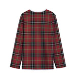 Xmas Scottish Tartan Pattern Print Long Sleeve Short Coat