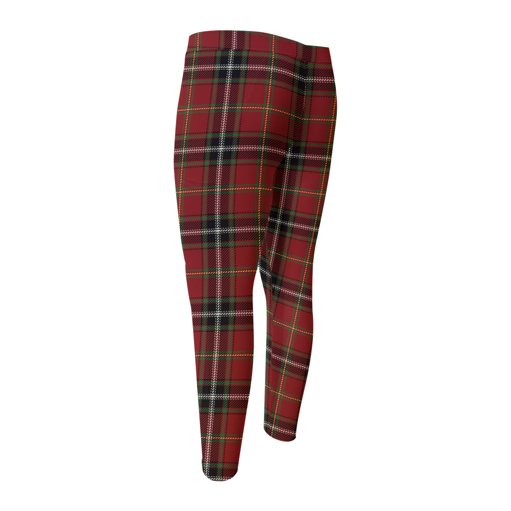 Xmas Scottish Tartan Pattern Print Men's Compression Pants