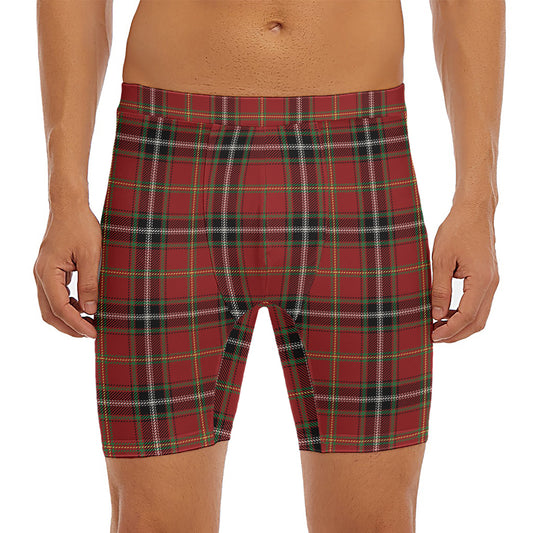 Xmas Scottish Tartan Pattern Print Men's Long Boxer Briefs