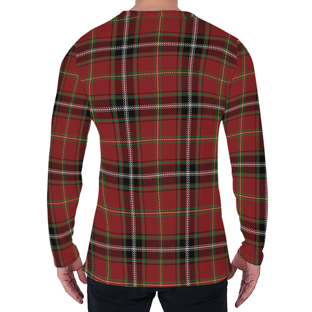 Xmas Scottish Tartan Pattern Print Men's Long Sleeve T-Shirt