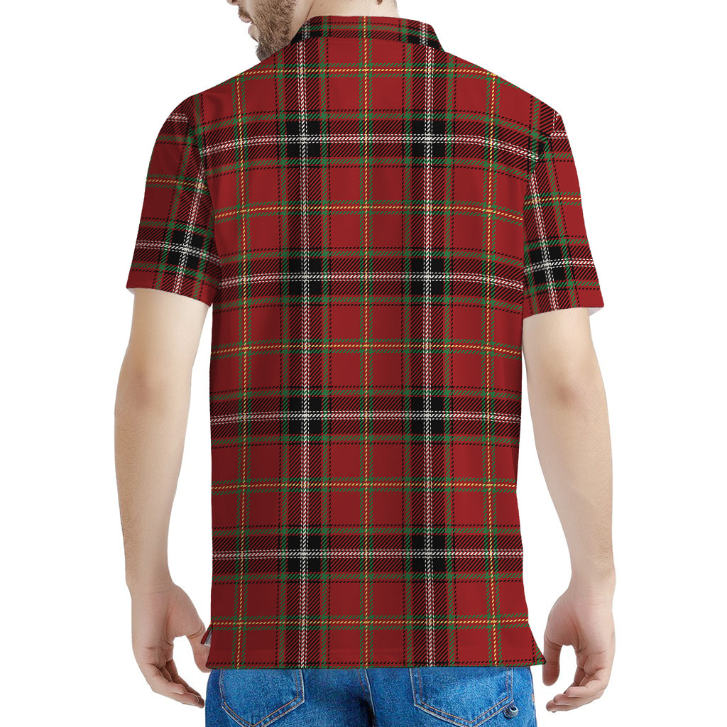 Xmas Scottish Tartan Pattern Print Men's Polo Shirt