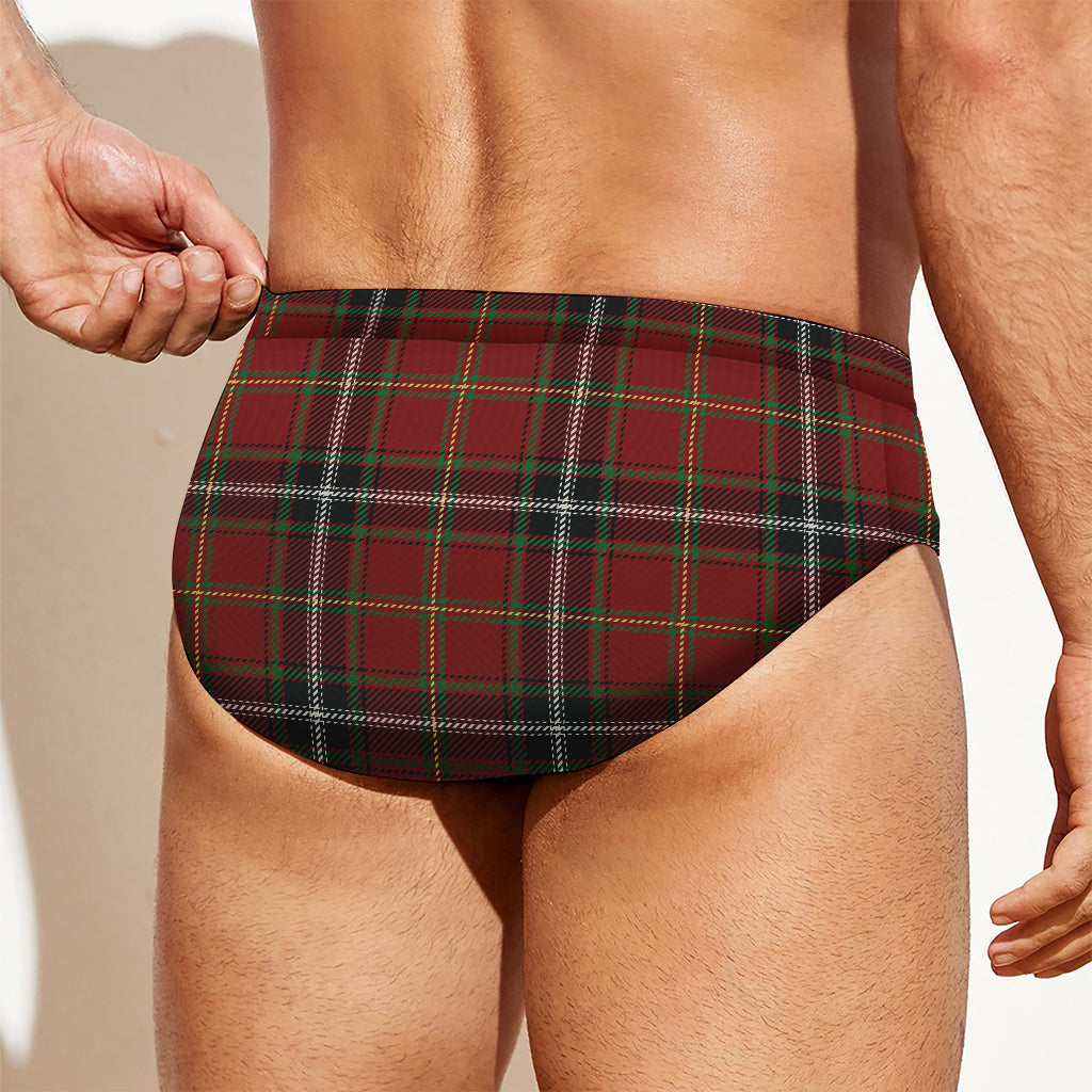 Xmas Scottish Tartan Pattern Print Men's Swim Briefs