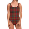 Xmas Scottish Tartan Pattern Print One Piece Swimsuit