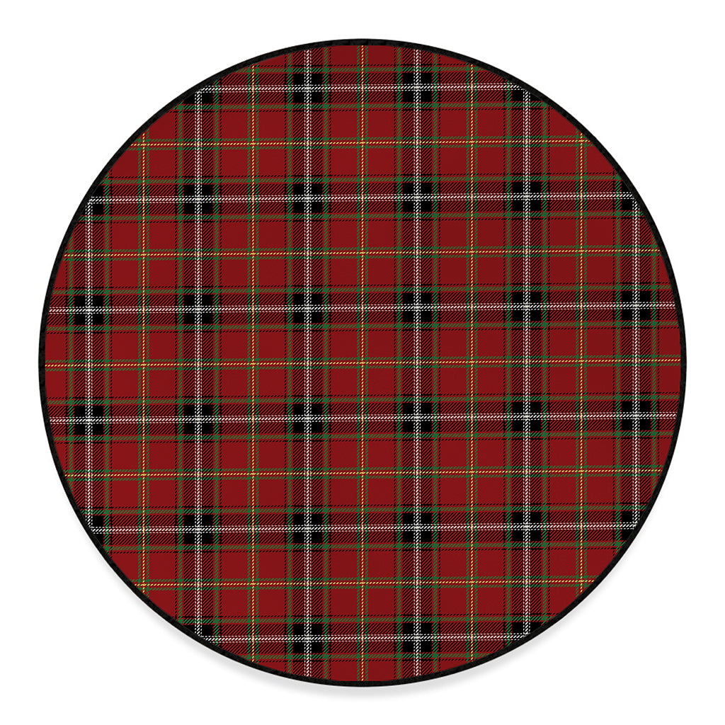 Xmas Scottish Tartan Pattern Print Round Floor Mat