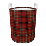 Xmas Scottish Tartan Pattern Print Round Laundry Basket